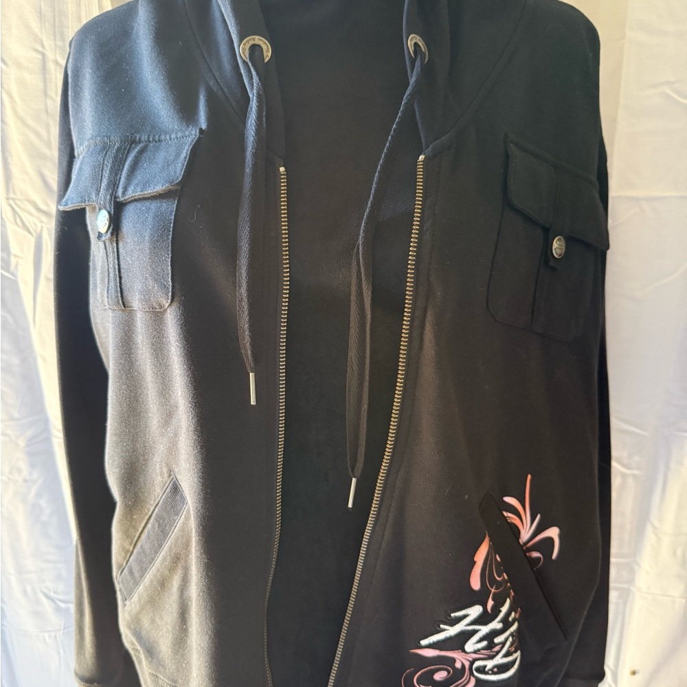 Harley-Davidson Black and Orange Women's Sweater